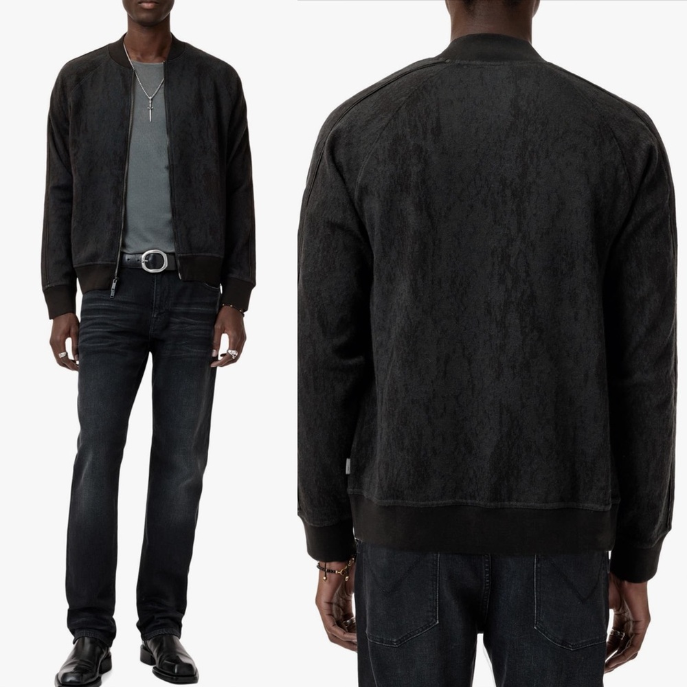 JOHN VARVATOS Riggins Python Jacquard Bomber Jacket - Picture 2 of 13